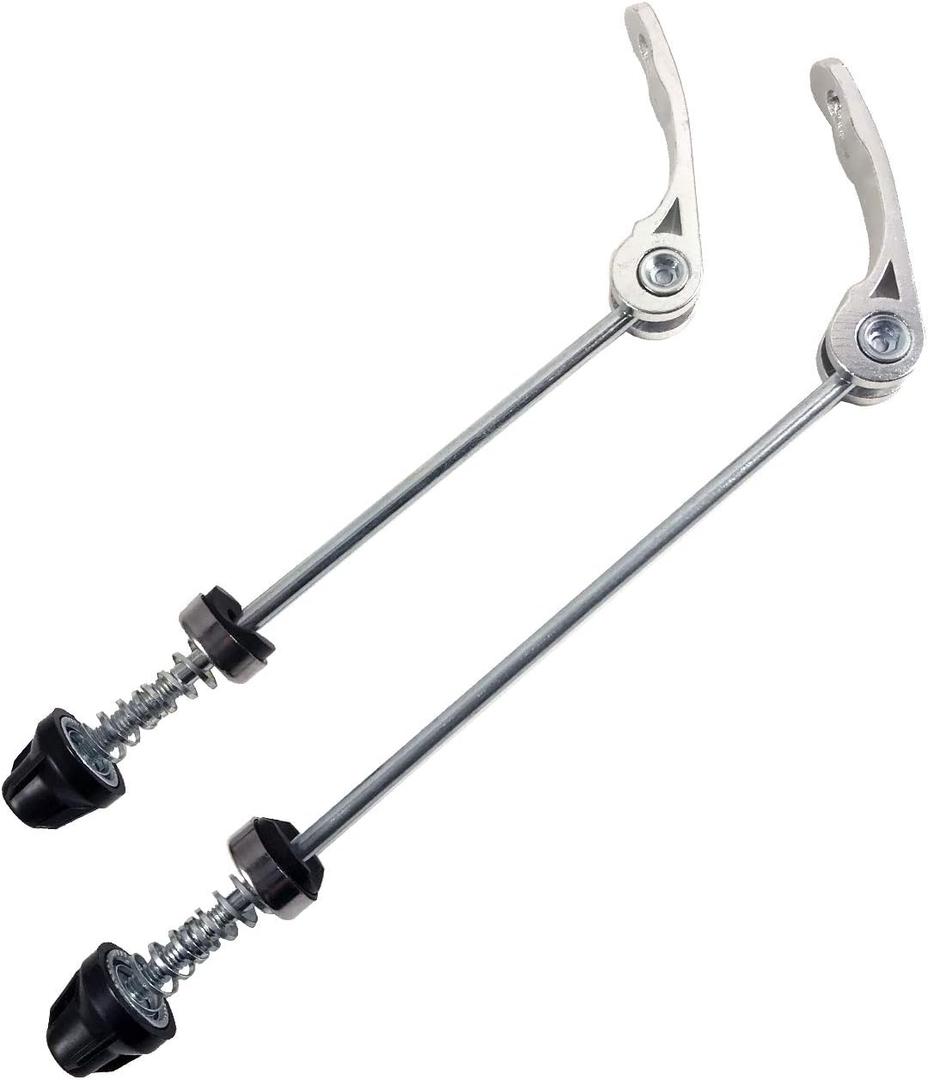 DEER U Road Mountain Bicycle MTB Wheel Hub Front and Rear Skewers Quick Release Clip Bolt Lever Axle QR 145/180 mm, a Pair (Silver)
