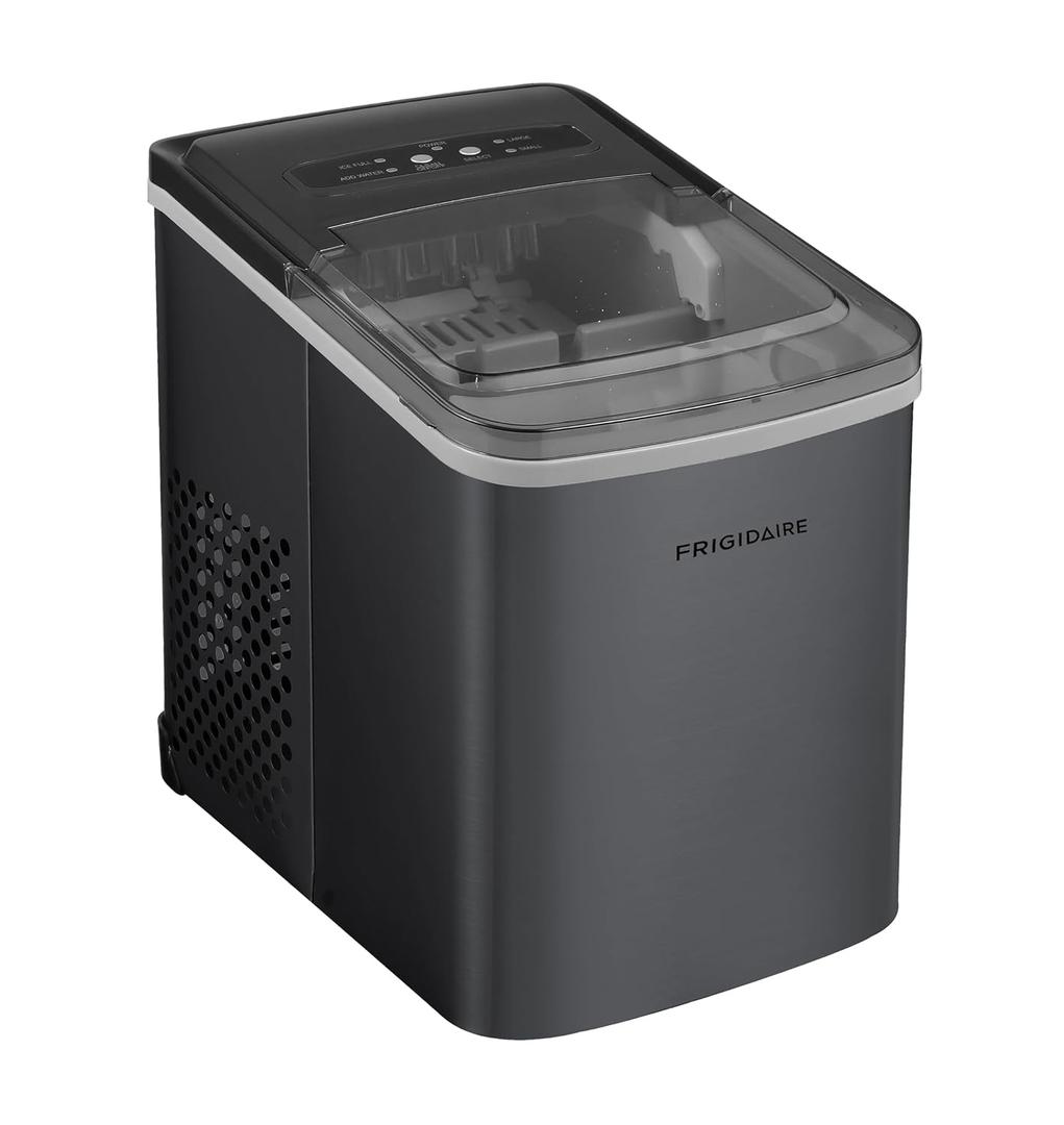 Frigidaire Countertop Portable, 26 lb per Day Bullet Ice Maker Machine (Black Stainless Steel)
