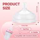 4 Pack Replacement Silicone Nipples Compatible with Comotomo 5oz / 8oz Bottle, Fast Flow, 6+ Months