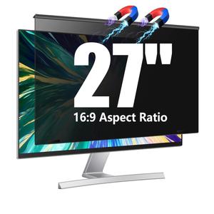 Magnetic Computer Privacy Screen Filter 27 inch for 16:9 Widescreen Monitor Desktop PC, 27in Hanging Removable Anti Blue Light Glare Eye Protection Shield, Anti Spy Screen Protector Panel