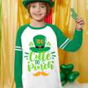 Unisex Kids St. Patricks Day Raglan Long Sleeve Shamrock Shirt Lucky Irish Patchwork Clover Top 2-10 Years (XS)