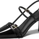 Coutgo Womens Slingback High Heels Strappy Closed Pointed Toe Pumps Ankle Strap Dress Shoes, Size 7.5