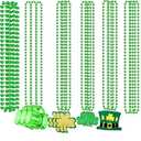 Zonlianxin 42PCS St. Patrick's Day Shamrock Necklace Clover Green Bead Party Favors Novelty St Patrick's Day Shot Glasses Bead Necklaces Irish Beer Decorations Supplies