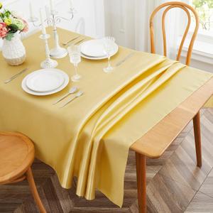 1 Pack Gold Satin Tablecloth, 58 x 102 Inches Rectangle Table Cover,Smooth Fabric Gold Satin Table Cloths,Luxury Silk Tablecloth for Party Wedding Dining Banquet, 2 pack