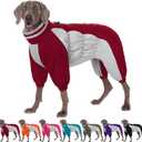 AOFITEE Fullbody Dog Coat Warm Fleece Dog Jacket, Windproof Dogs Winter Coat with Harness Built in, Reflective Turtleneck Dogs Snowsuit Puffer Jacket, Four Legged Pet Snow Suit, Christmas Red XL (Burgundy)