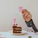 2 x Pink Number 60 Candle Happy Birthday 3D Number Candles for Birthday Cake Party Decoration Wedding Anniversary Celebration Supplies