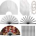 33pcs Sublimation Hand Fan Blanks Bulk for DIY and Craft, Large Clack Handheld Fans for Line Dancing Disco Party and Cooling