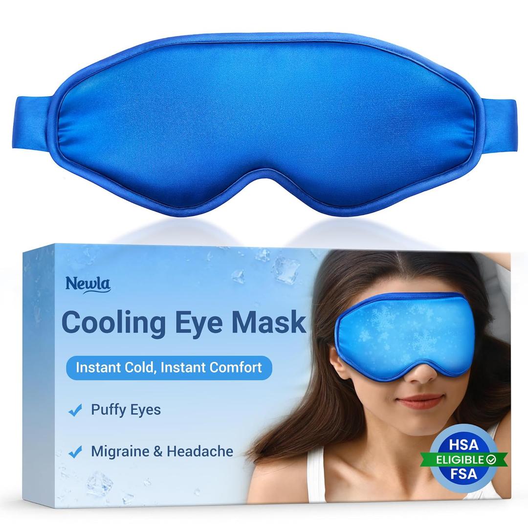 Cooling Eye Mask for Puffy Eyes: Fsa Eligible Items Hsa, Face Ice Eye Pack for Migraine After Surgery Relief - Reuable Cold Compress for Headaches Puffiness - Comfortable Weighted Fit Gel Sleep Mask (Blue)