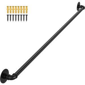 OUSHENG Stair Railing Indoor Hand Rails for Outdoor Steps, Industrial Pipe Handrail Metal Iron Handle Support for Wall Mount Staircase Porch, Vintage Farmhouse Style, 4ft