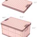 Pink Collapsible Storage Bins with Lids 2-Pack, Folding Plastic Stackable Utility Crates 30L, Durable Containers for Home & Garage Organization