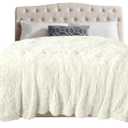 TOONOW Extra Soft Fuzzy Faux Fur Blanket Queen Size 78"x90", Reversible Lightweight Decorative Blankets and Throws Super Soft Cozy Microfiber Fleece Fuzzy Blankets for Couch Bed, Cream White