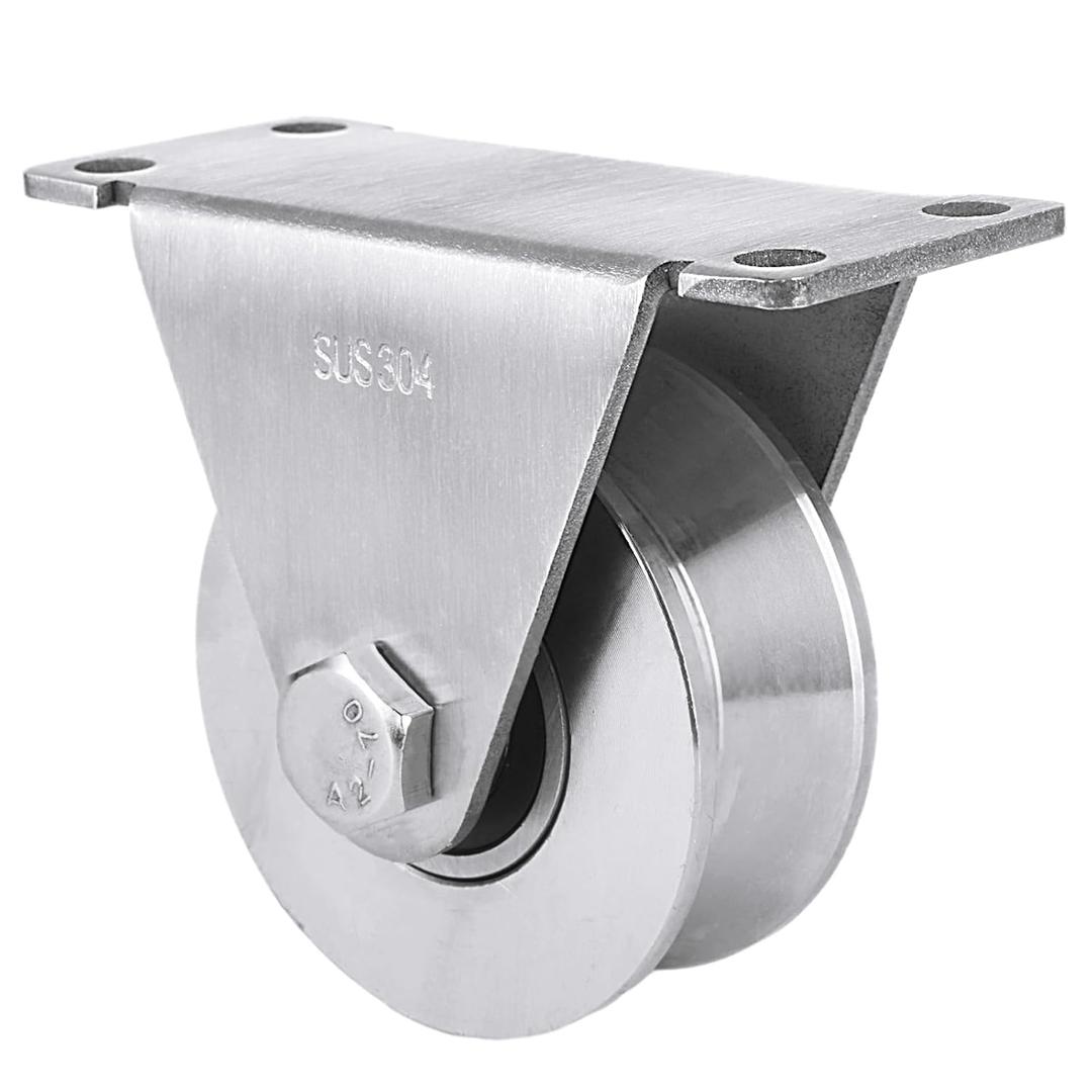 CertBuy Large Pulley Wheel 68mm, Heavy Duty V Groove Wheel Pulley, 304 Stainless Steel Silent Pulley Block, Duplex Bearings Inside, Wall Mounted Industrial Rope Pulley for Lifting