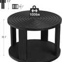 Planimetry 26.8'' Round Coffee Table, 2-Tier Circle Coffee Table with Open Storage, Fluted Round Center Table with Thick Tabletop, Wood Circular Table for Living Room Small Space Easy Assembly, Black