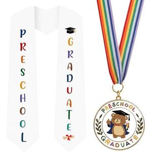 COCHIE Metal Graduation Medal with Graduation Honor Stole Sash, Grad Award Medals with Lightweight Neck Ribbon, Grad Gift Party Favor Supplies