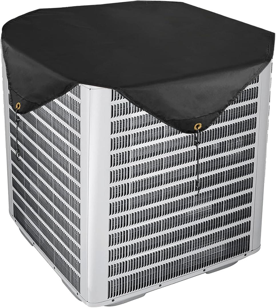Air Conditioner Covers for Outside Units, Central AC Cover for Outdoor Unit Heavy Duty Water-Resistant Top Cover 32 x 32 Inch, Black