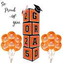2025 Graduation Decorations Set - So Proud of You - Class of 2025 Balloon Boxes for Memorable Grad Party Supplies, Indoor/Outdoor Congrats Grad Home Door Décor Essentials（ orange and black）