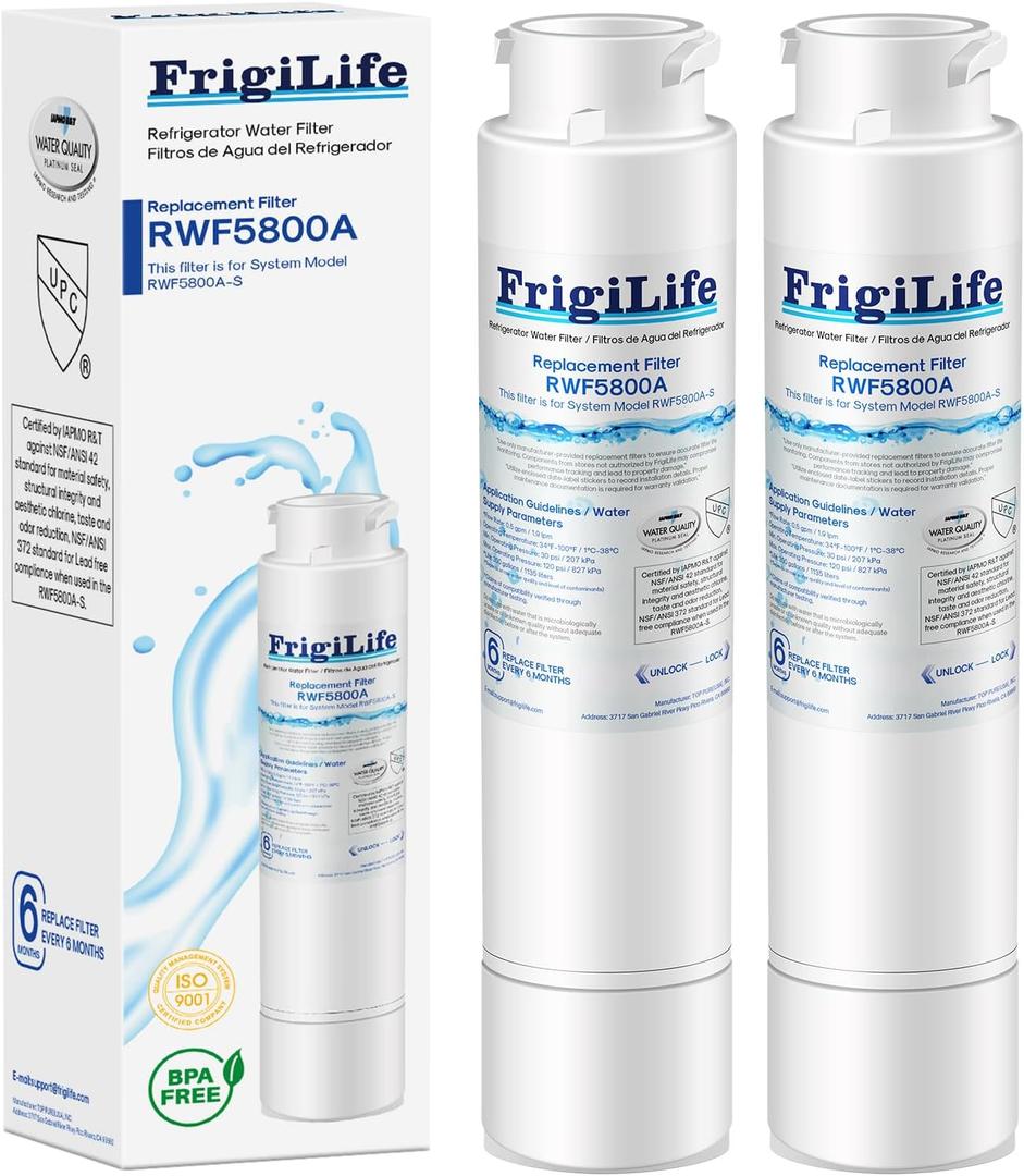 RWF5800A Replacement for Frigidaire EPTWFU01, EWF02, Pure Source Ultra II, PureSource Ultra 2, SCWFTCTO1, EPTWFUO1, GP006, CLCH128, SMF1007, DE022 TH-01 MR022 Refrigerator Water Filter 2PACK