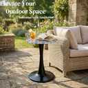 Simmer Stone 13.4" Outdoor Side Table, Round Patio Bistro Table Printed Tempered Glass Top, Waterproof Rust-Proof Base, Small Plant Stand for Balcony, Garden, Deck, 21.6" H (Bohemia)
