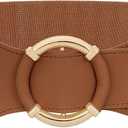 JASGOOD Women Wide Waist Belt Stretchy Elastic Vintage Belts for Dress Ladies Belt with Circle Buckle (Fits for Waist Size 36-40, Brown)