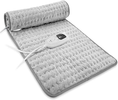 VANKADA Heating Pad Electric Heat Pad, Hot Heated Pad,Multiple Temp and Timer Settings,Suitable for Shoulders, Neck, arms, Abdomen, Back, Legs, etc. (Silver Gray, 24"X12")