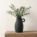 Ceramic Flower Vase, Rustic Farmhouse Vase for Home Decor, Decorative Terracotta Pottery Vase for Pampas Grass, Flowers, Table Centerpiece, Living Room, Kitchen, Shelf, 9 Inch