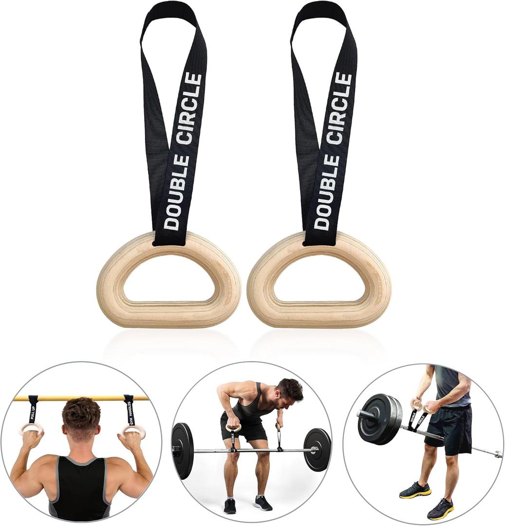 Double Circle Pull Up Handles - Pull Up Grips, LAT Pull Down Gym Handles Design - Quick Attachment to Bars and Barbell Grips - Includes Carry Bag - Suitable for Home Gym and On-The-Go Workouts