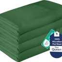 Royale Linens 2 Pack Bulk Flat Sheet Set - Top Sheets - Soft Microfiber - Wrinkle & Stain Resistant - for Hotel, Massage Table, Hospital, Dorm - Queen Flat Sheet Sold Separately (Queen, Hunter Green)