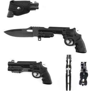 Revolver Folding Knife 44 Mag Assist Open Pocket Knife Tool (Black)