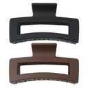 Extra Large Claw Clips for Thick Hair and Long Hair, 2 Pack XXl Jumbo Claw clips, Oversized Matte Non-slip Rectangle Hair Clips for Women, Big Strong Hold Jaw Clip, Black & Brown