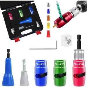 7Pcs Wire Twister Tool for Drill,YIHANGYE Wire Stripper for Drill,for 10-12-14 Gauge Electric Wire Stripper,Drill Wire Twister With 2Pcs Metal and Plasticwire Twisting Tool,Wire Connectors Nuts
