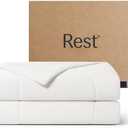 REST® Evercool® Cooling Comforter, King/Cali King, Blanket for Hot Sleepers, All Season Bedding to Keep Cool for Night Sweats, Breathable Lightweight Duvet, 106x90 Inches, Arctic White and 2 Pillow Case 28"×18" Grey Rest