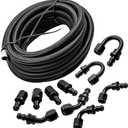 maXpeedingrods 6AN Fuel Line Kit, 3/8" Fuel Line Hose, Transmission Cooler Lines, CPE Nylon Stainless Steel Braided 6AN Push Lock Hose End 20FT 10PCS