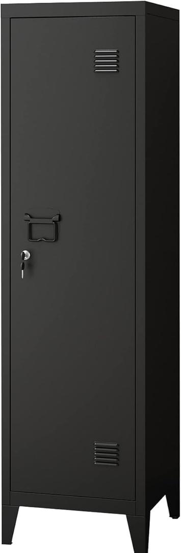 MIOCASA Metal Cabinet Home Office Storage Cabinets with Doors and Shelves Lockable File Cabinet Organizer Coat Lockers for Kids (Black)