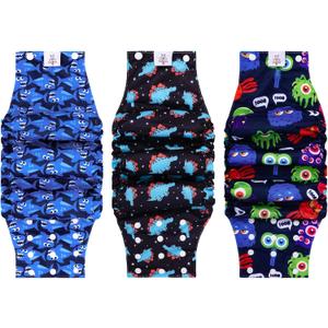 CuteBone Washable Dog Diapers Male with Snaps Reusable 3pcs a Pack Doggie Belly Band for Male Dogs Wraps KDM02XL (XL(21"-27"))