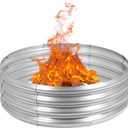 OUSHENG Galvanized Fire Pit Ring for Outside Wood Burning, Metal Firepit Liner for Above Ground Outdoor Camping Beach Backyard Park