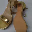 Heels for Women Round Toe Heeled Sandals Chunky High Heels with Ankle Strap Heels for Women Dressy Block Heels (7, Aa-gold Heels)