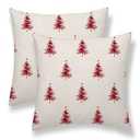 Sunshineyan Christmas Pillow Covers 18X18 Inch Set of 2 Red White Christmas Trees Decorations Throw Pillow Covers Outdoor Linen Winter Holiday Cushion Cases for Home Sofa Couch Living Room Decor