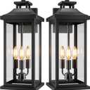VenzBlomia 20" Large Outdoor Light Fixtures 3-Light 2 Pack, Black Outside Modern Porch Lights for House, Exterior Wall Sconce Lanterns Wall Mounted Waterproof Outdoor Coach Lamps for Garage E12, 2-Pack/No Sensor