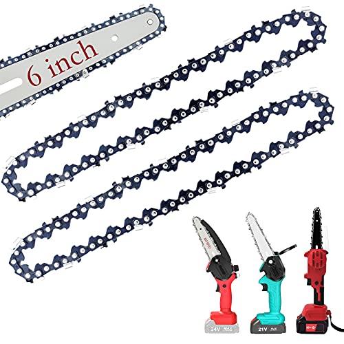 [2 Pieces] 6 Inch Mini Chainsaw Chain, 6 Inch Replacement Chains for Cordless Electric Portable Mini Chainsaw, Guide Saw Chain for 6" Mini Chainsaws for Wood Branch Cutting