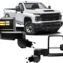 Passenger Right Side Towing Mirror Fit for 2019-2025 Chevy Silverado GMC Sierra 2500HD 3500HD Manual Folding with Power Heated,Turn Signal Blind Spot, Running Puddle Lamp(Textured pattern)