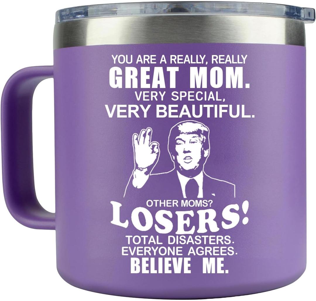 LEIOH Mothers Day Gifts for Mom from Daughter Son,Christmas Birthday Gifts Ideas for Moms,Gift for Mama,Wife,Mother,Thank You Gift for Mom Coffee Mug,14 Oz Stainless Steel Tumbler Cup