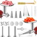 Fruit & Vegetable Strainer Attachment and Food Meat Grinder Attachment for Kitchenaid Stand Mixer with Sausage Stuffer Tubes and Fruits Juicer Auger Strainer