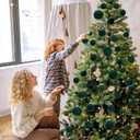 Waipfaru 38Pcs Velvet Ornaments for Christmas Tree Dark Green Flocked Christmas Ornaments Shatterproof Hanging Ball Set for Xmas Winter Holiday Decorations in 3 Sizes(Large Medium Small)