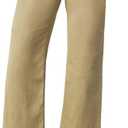 Allimy Women's High Waisted Straight Ankle Wide Leg Ripped Jeans Frayed Hem Stretchy Capri Denim Pants (4, Khaki)