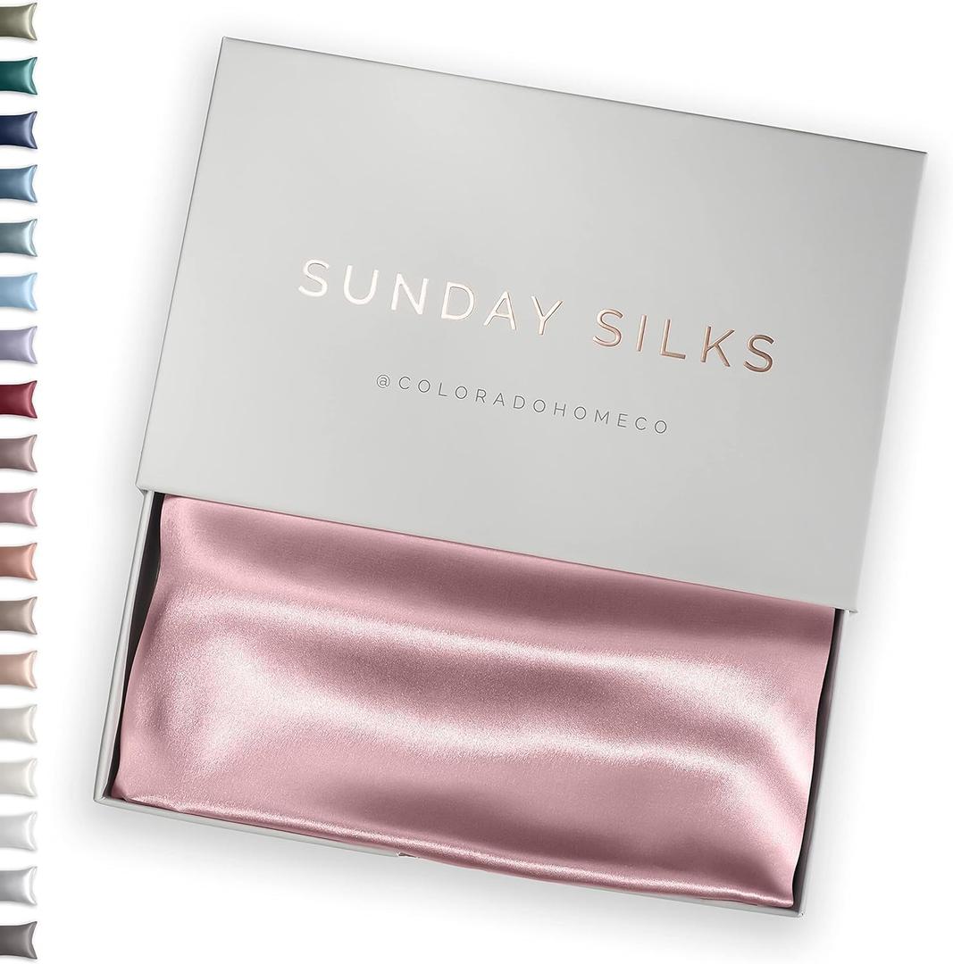 SUNDAYSILKS™ Premium Silk Pillow Cases | 100% Mulberry Silk Pillowcase with Zipper, All Sides Real 22 Momme Grade 6A Silk, Standard Queen, King Size [Pure White]