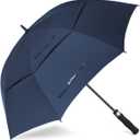 Golf Umbrella Large 58/62/68 Inch Automatic Open Golf Umbrella Extra Large Oversize Double Canopy Vented Umbrella Windproof Waterproof for Men and Women (Blue)