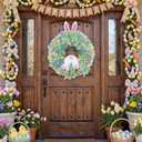 Knitgrip Easter Bunny Butt Wreath DIY Kit Spring Easter Tinsel Garland with LED String Lights Bunny Butt and Ears Wreath Attachment for Craft Front Door Car Spare Tire DIY Outdoor Decoration