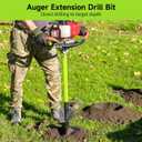 3 Pcs Auger Extension Drill Bits Set, 3/4" Shaft, Green, 7.7/11.4/19.3 in