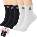 HUGSWEET Thin Soft Cotton Socks for Women above Ankle Mini Crew Bootie Breathable Socks Gifts for Women 5-10 Pairs (Black,black,black,white,white)