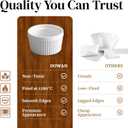 DOWAN Ramekins 4 oz Oven Safe for Creme Brulee Souffle, Porcelain Custard Cups Ramiken for Baking, Small Bowls Dipping Sauce Dish Classic Style, Set of 6, Soft White